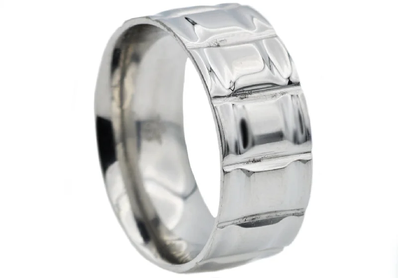 women’s statement rings-Mens Stainless Steel Band Ring