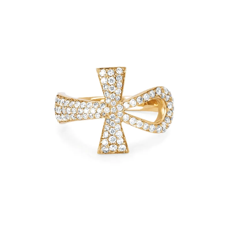 women’s elegant rings-Eternal Ankh Full Pavé Ring