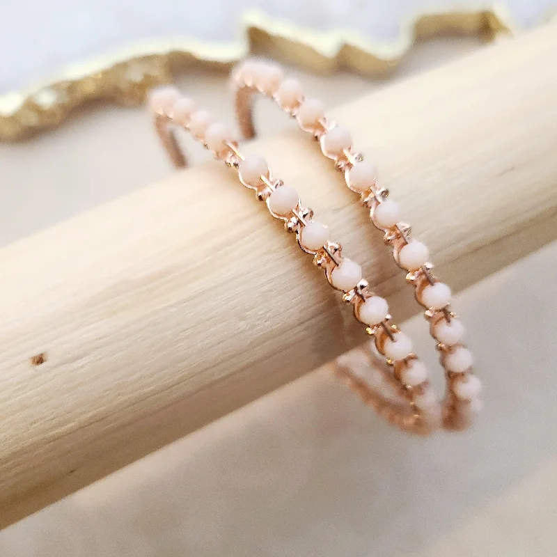 women’s pearl bracelets-Rayne - peach Bangles