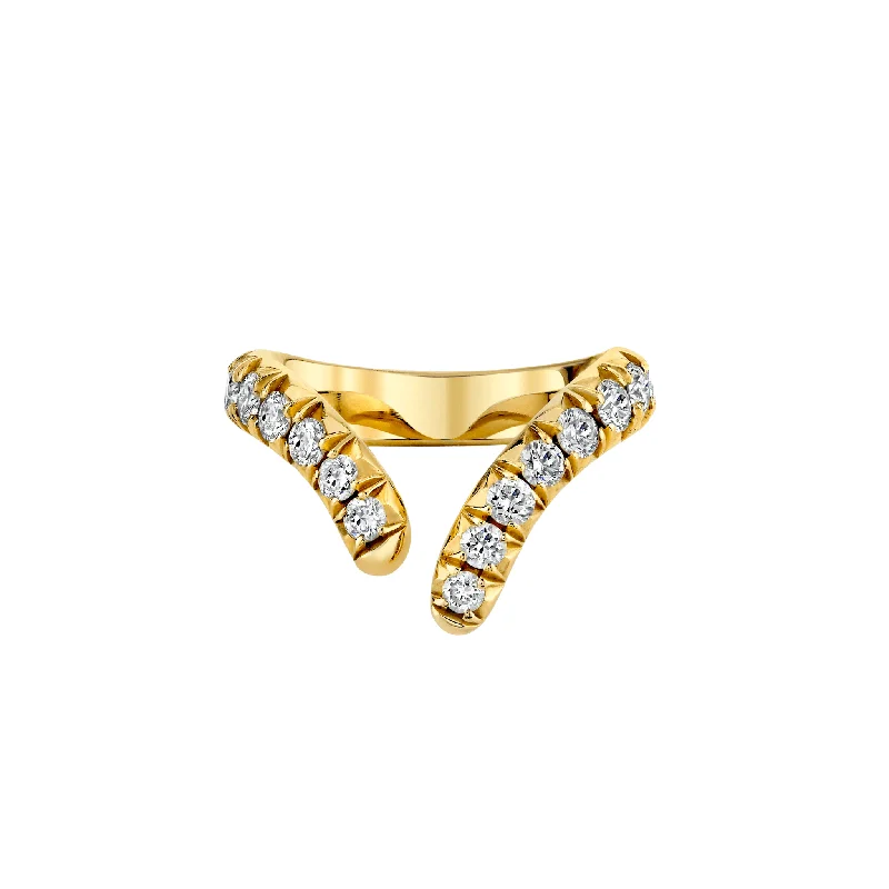 women’s custom engagement rings-Large French Pave Diamond Tusk Ring