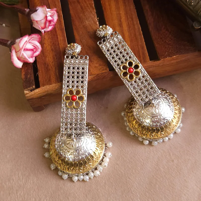 women’s diamond earrings-FS Collection Gold Plated Jhumki Earrings