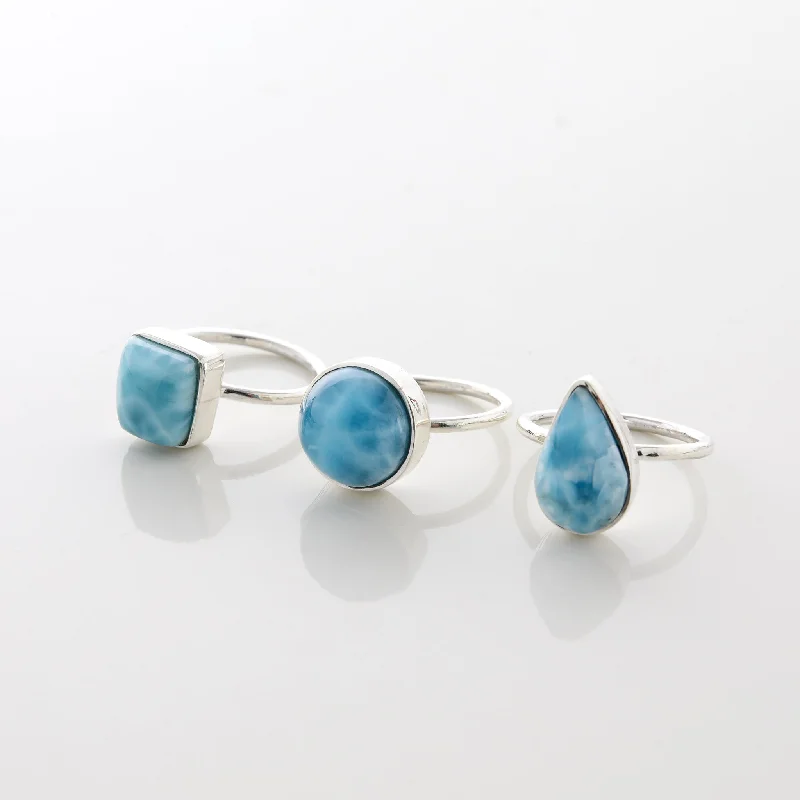 women’s bold rings-Larimar Ring Trio Esme