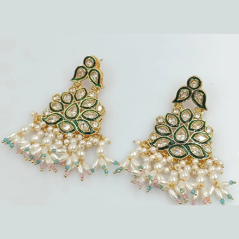 women’s butterfly earrings-Manisha Jewellery Gold Plated Crystal Stone And Pearls Dangler Earrings