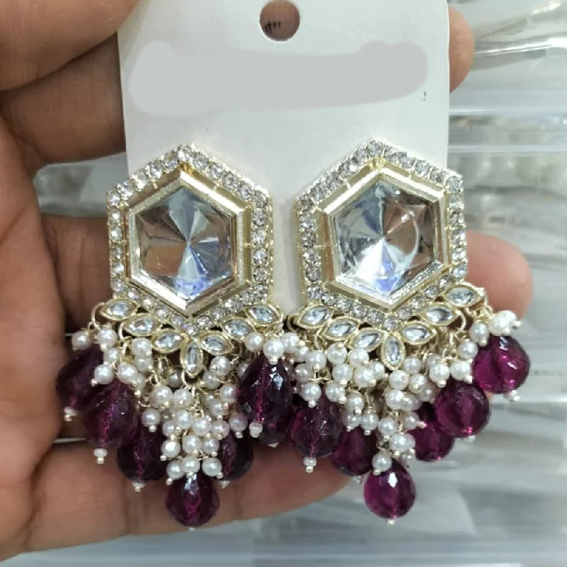 women’s chandelier earrings with gemstones-Manisha Jewellery Gold Plated Crystal Stone And Pearls Dangler Earrings