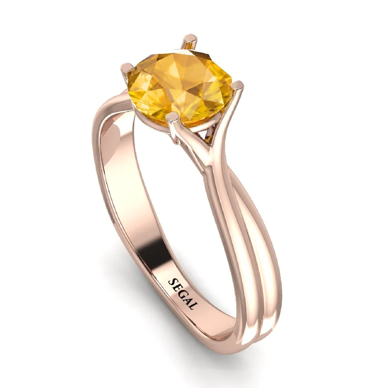 women’s wedding set engagement rings-Solitaire Twist Shank Yellow Diamond Ring - Eleanor No. 1002