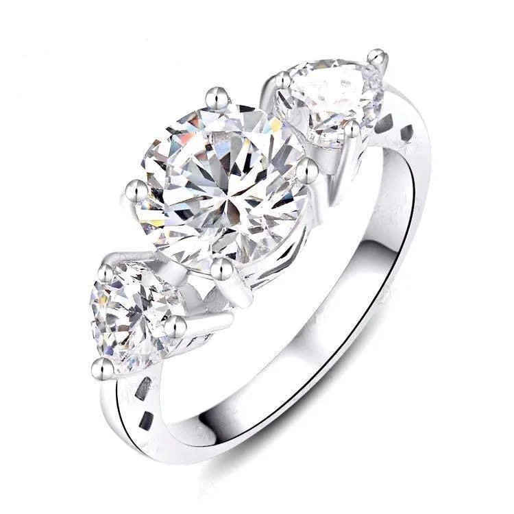 women’s statement cocktail rings-Round Cut Prong Set Cubic Zirconia Ring