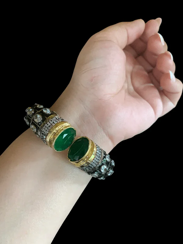 women’s pearl bracelets-B28 Victorian kada (green)(READY TO SHIP )