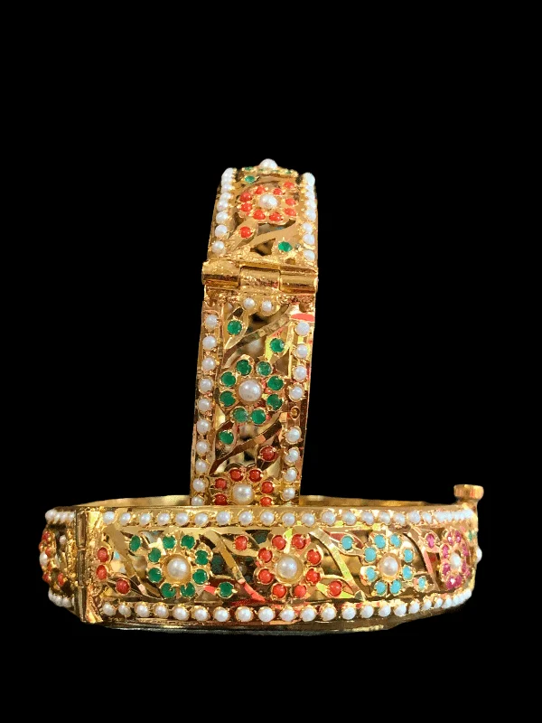 women’s adjustable bangles-B23 SARAH JADAU BANGLES - navratan    ( SHIPS IN 4 WEEKS  )