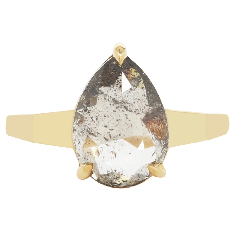 women’s colored gemstone engagement rings-Glacier Gray Pear Diamond Ring