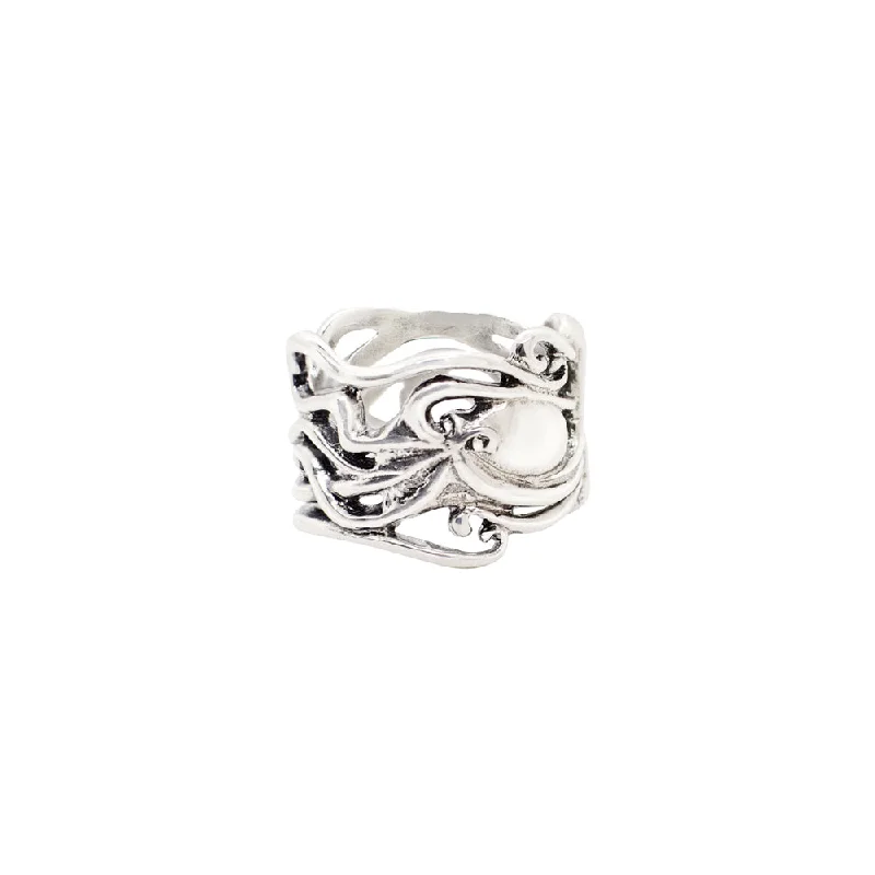 women’s gold rings-Band of Octopus Ring in Silver