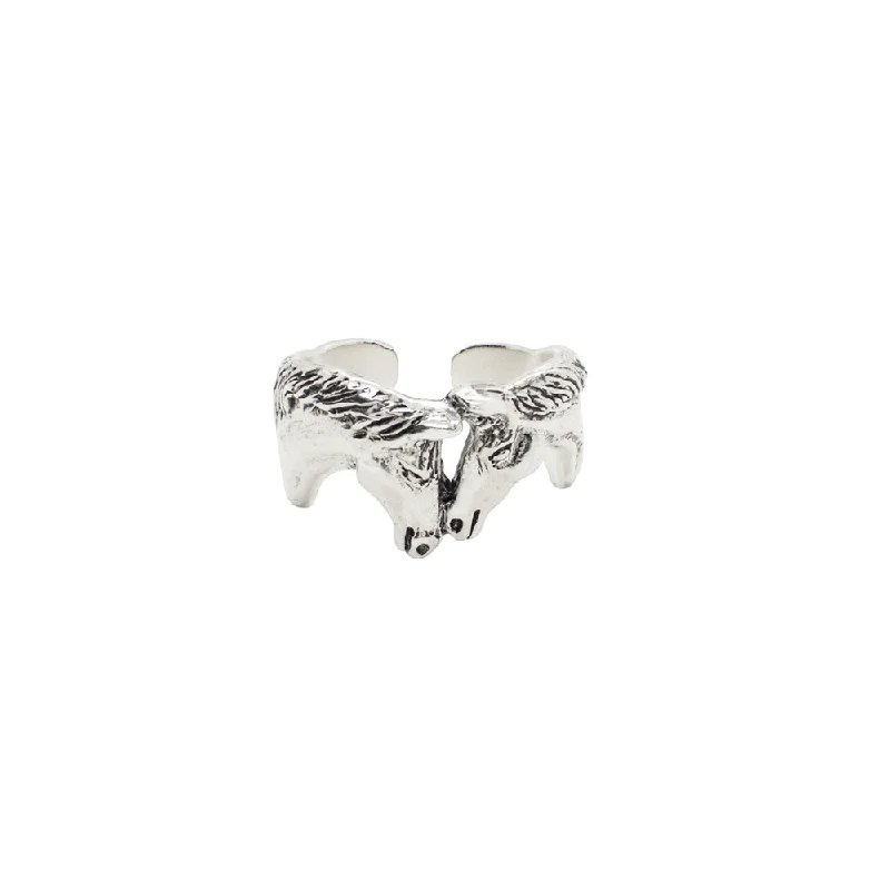 women’s unique rings-Horse Kisses Ring in Silver