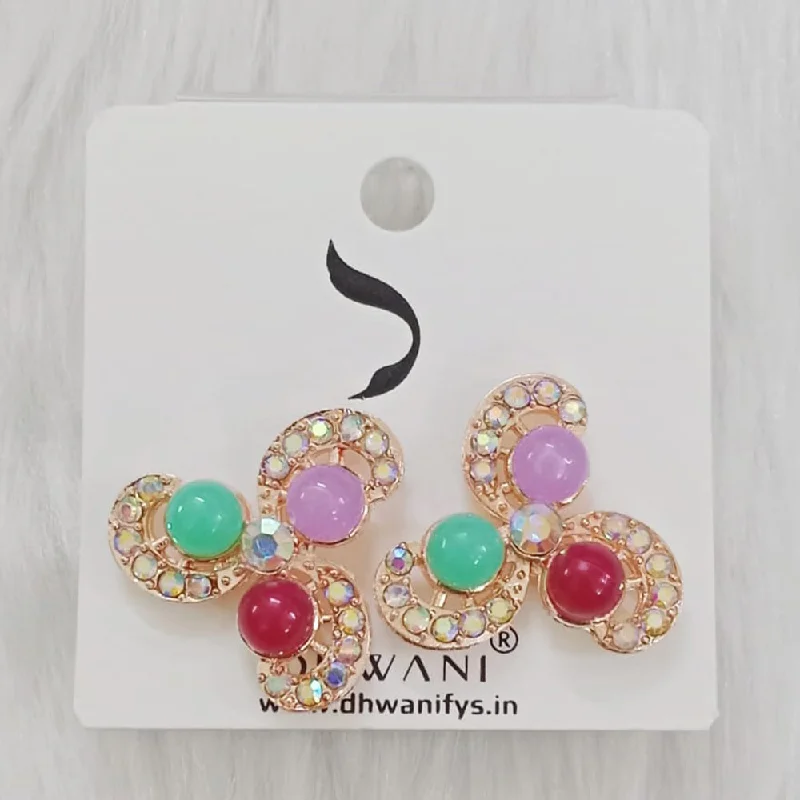 women’s ruby earrings-Dhwani Austrian Stone And Pearls Studs Earrings