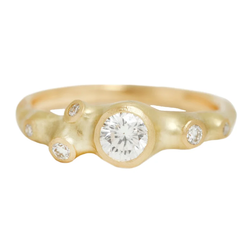 women’s small engagement rings-Six Barnacle White Diamond Ring