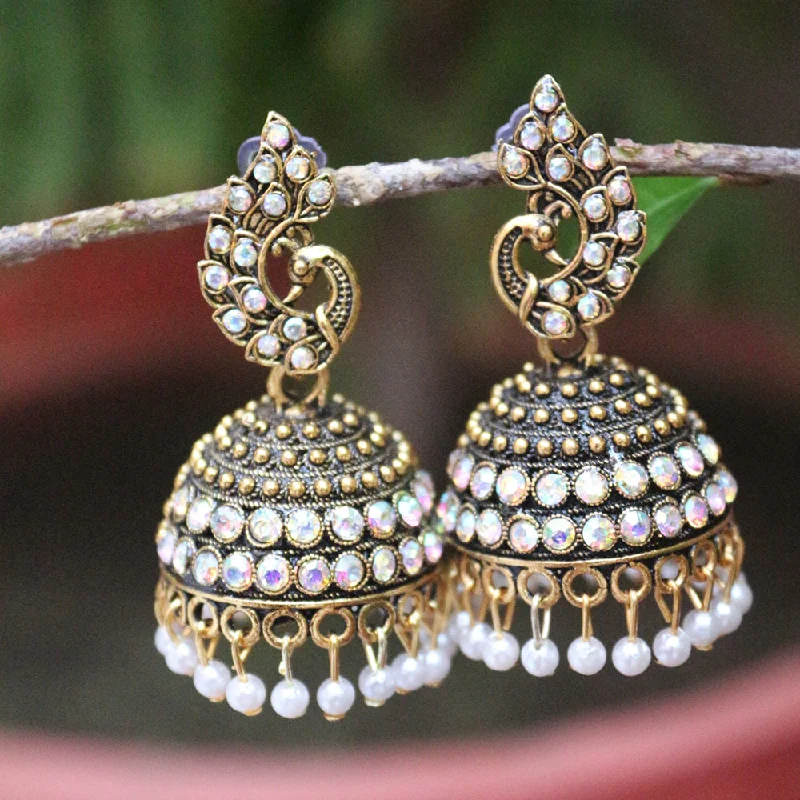 women’s custom earrings-H K Fashion  Gold Plated Austrian Stone Jhumki Earrings