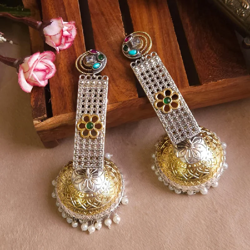 women’s dangling earrings-FS Collection Gold Plated Jhumki Earrings