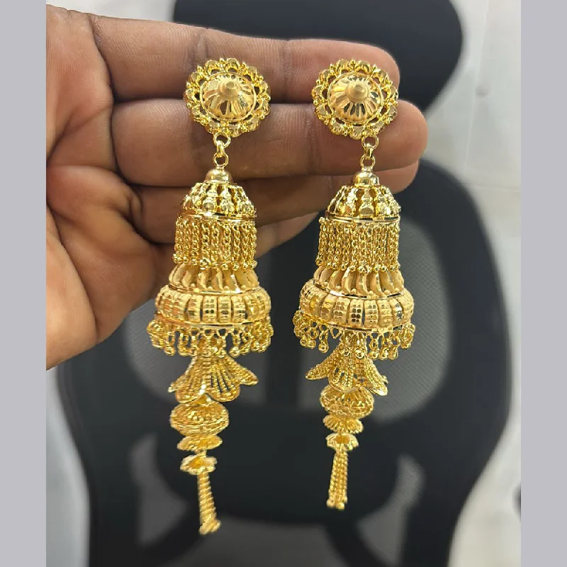 women’s heart-shaped earrings-Pari Art Jewellery Gold Forming Jhumki Earrings