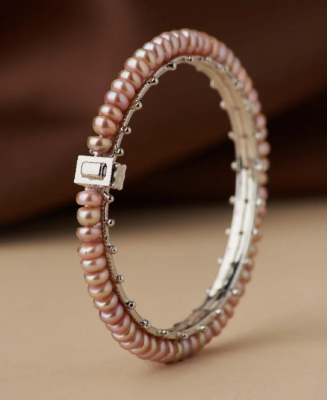 women’s charm bracelets-Classy Real Pearl Bangle