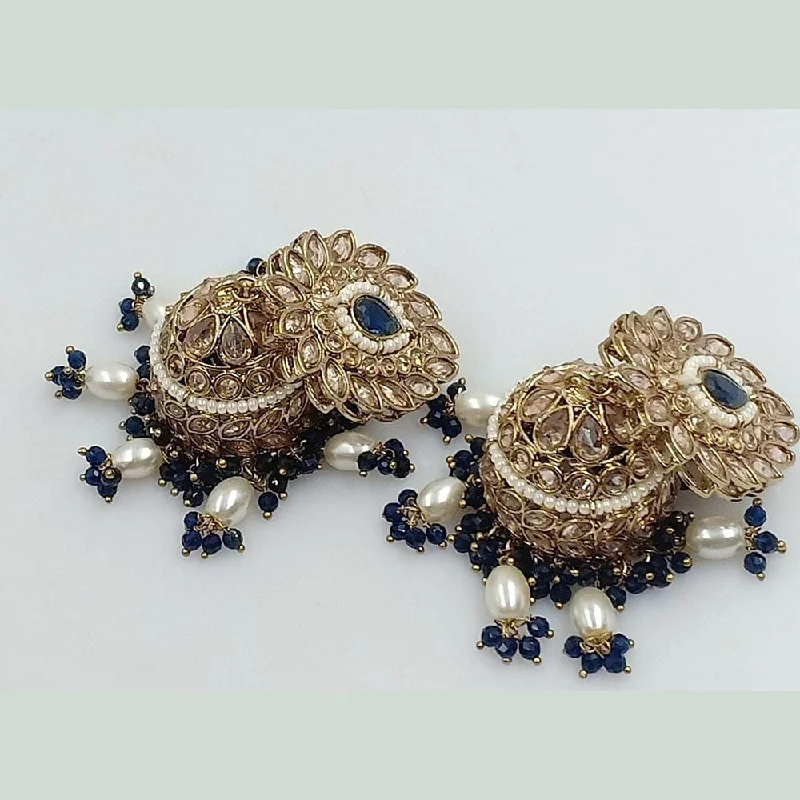 women’s sapphire earrings-Kavita Art Gold Plated Crystal Stone And Pearl Jhumki  Earrings