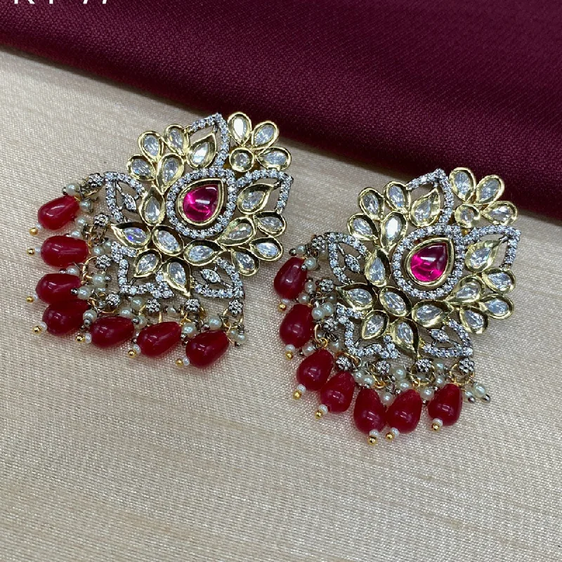 women’s silver drop earrings-Amoliya Jewels Brass Kundan Earrings