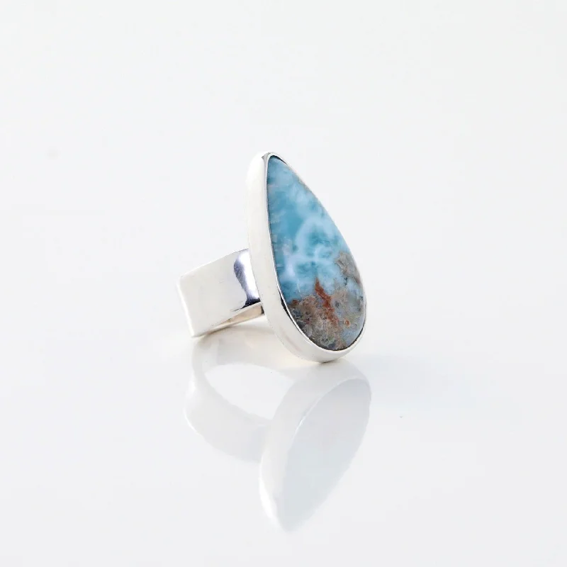 women’s thin band rings-Larimar Ring Amaya