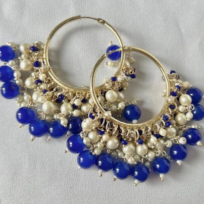 women’s silver drop earrings-Anjali Jewellery Gold Plated Beads And Pearl Hoop Earrings