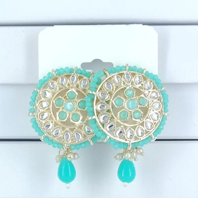 women’s small stud earrings-Corbeda Fashion Gold Plated Kundan Stone Dangler Earrings