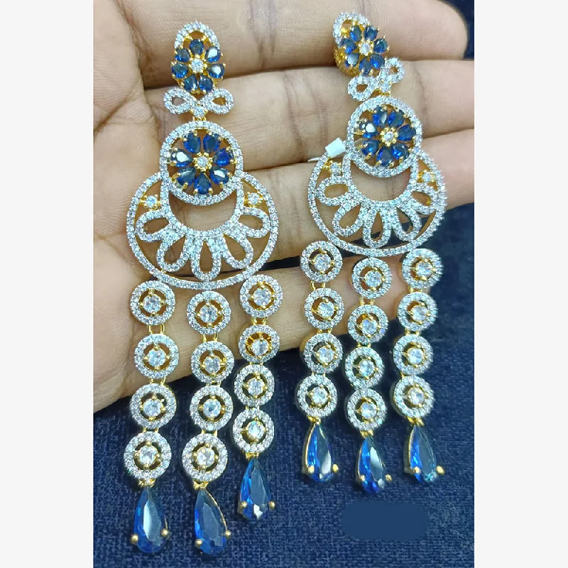 women’s butterfly earrings-Jain Jewellers Gold Plated Ad Stone Dangler Earrings