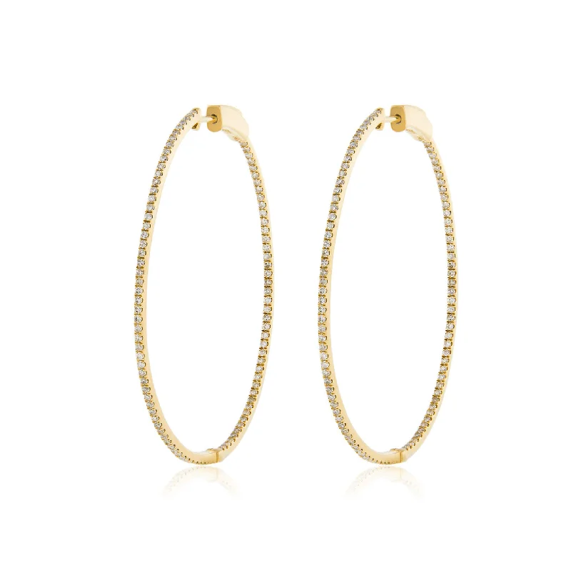 women’s stud earrings-14k Yellow Gold 1.05ct Diamond Hoop Earrings