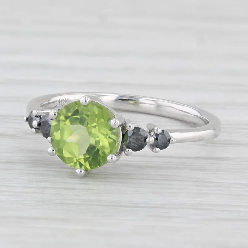 women’s emerald engagement rings-1.45ct Green Peridot Back Simulated Diamond Ring 10k White Gold Size 7.25