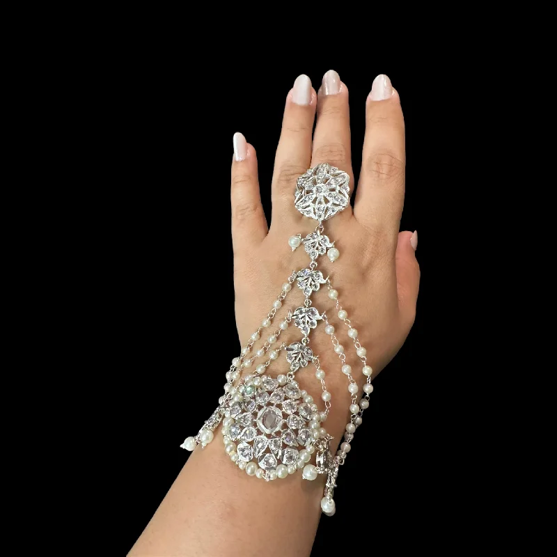 women’s chic cuff bracelets-RONAK HAATHPHOOL — PEARLS  silver plated ( One pair ) ( READY TO SHIP )