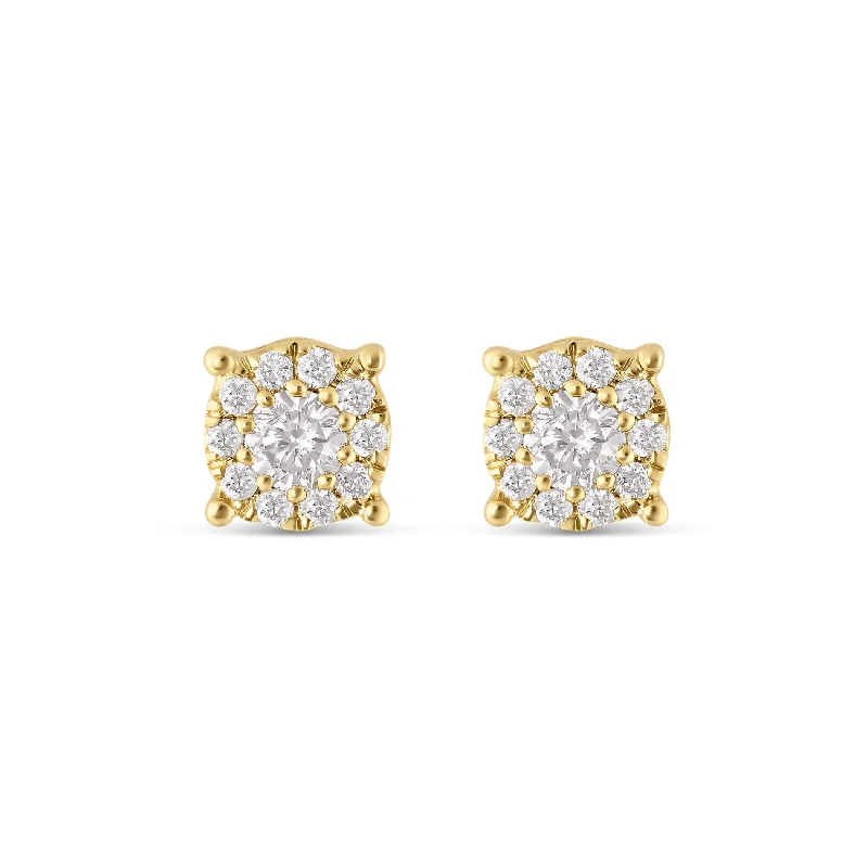 women’s dangling earrings-10K Yellow Gold Diamond Cluster Stud Earrings