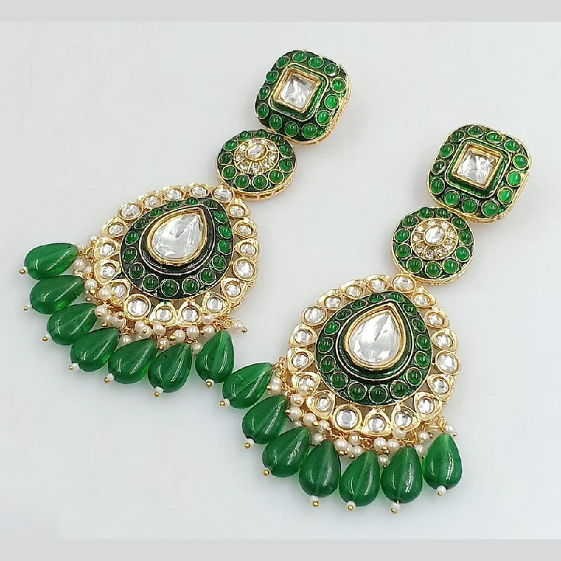 women’s luxurious earrings-Rani Sati Jewels Gold Plated Kundan Stone And Pearl Dangler Earrings