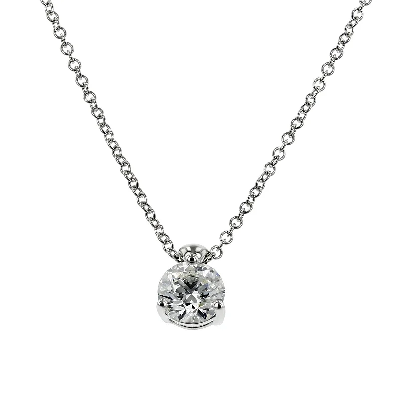 women’s gold necklaces-HOF Classic Solitaire 3 Prong Pendant Necklace