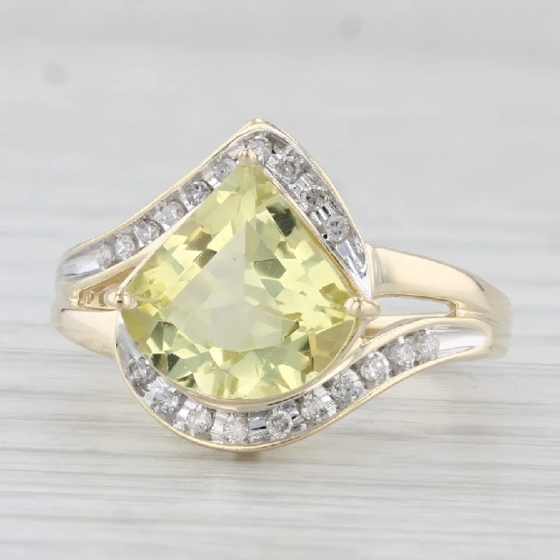 women’s emerald stone engagement rings-2.81ctw Lemon Quartz Diamond Ring 10k Yellow Gold Size 7.25 Cocktail