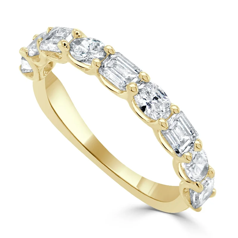 women’s yellow gold engagement rings-14k Gold Emerald-Cut & Oval Diamond Ring