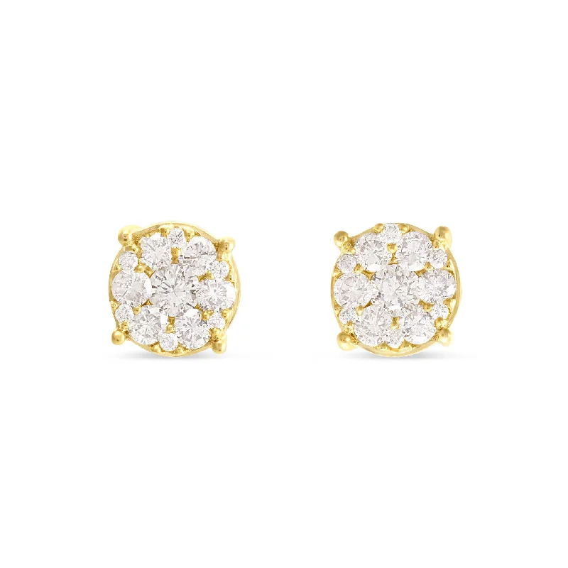 women’s aquamarine earrings-10K Gold 0.50ct Diamond Cluster Stud Earrings