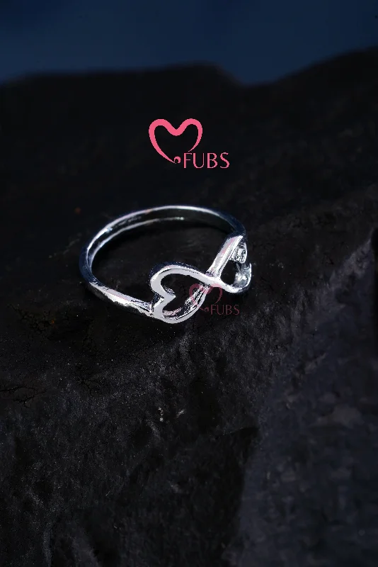 women’s engraved rings-Heart-to-Heart Love Ring