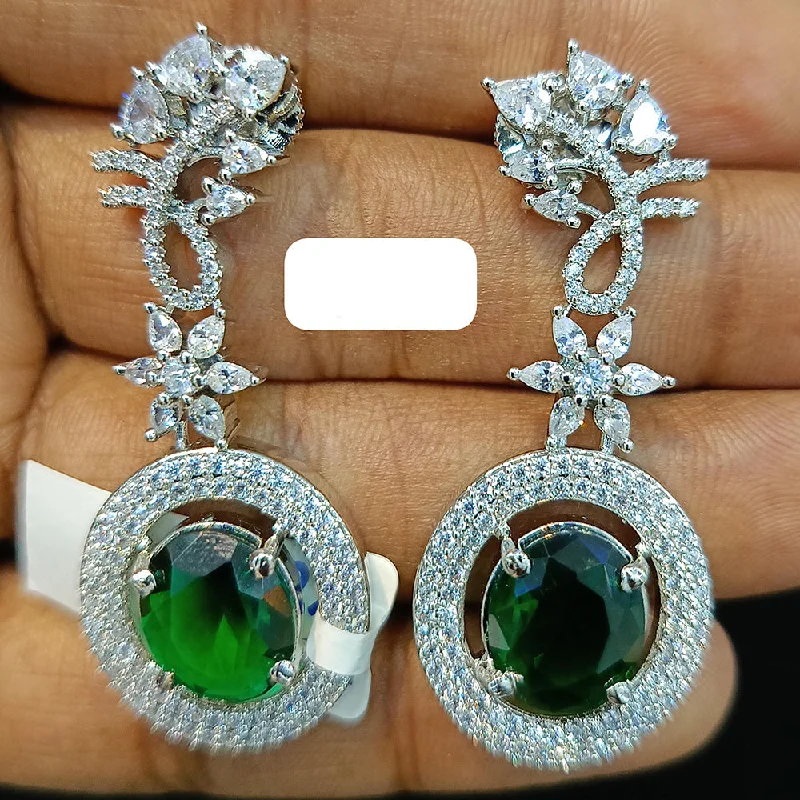 women’s vintage-inspired earrings-Jain Jewellers Silver Plated AD Dangler Earrings