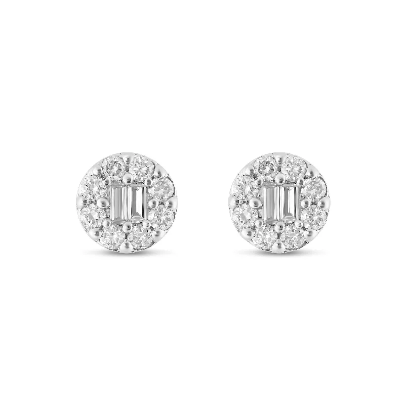 women’s wedding earrings-10K White gold Diamond Cluster Stud Earrings