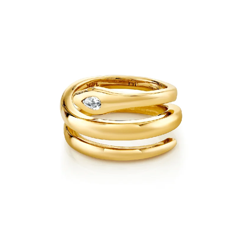 women’s gold-plated rings-Triple Coil Kundalini Ring