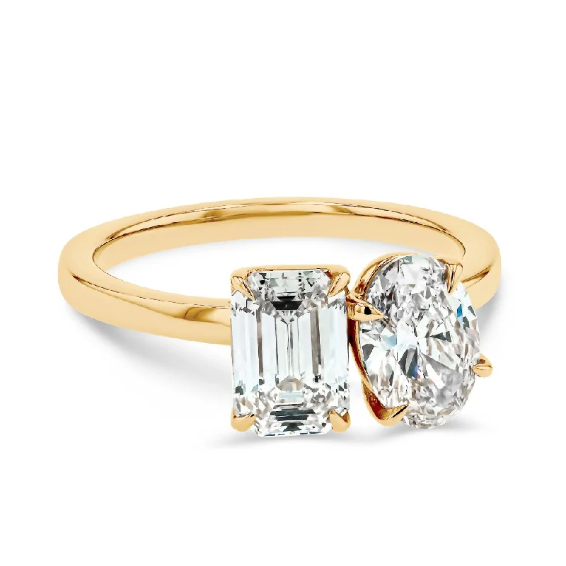 women’s dual-tone engagement rings-Fleur Toi Et Moi Lab-Grown Diamond Ring