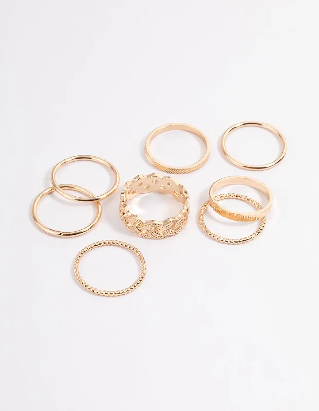 women’s modern rings-Gold Classic Braid Ring 8-Pack