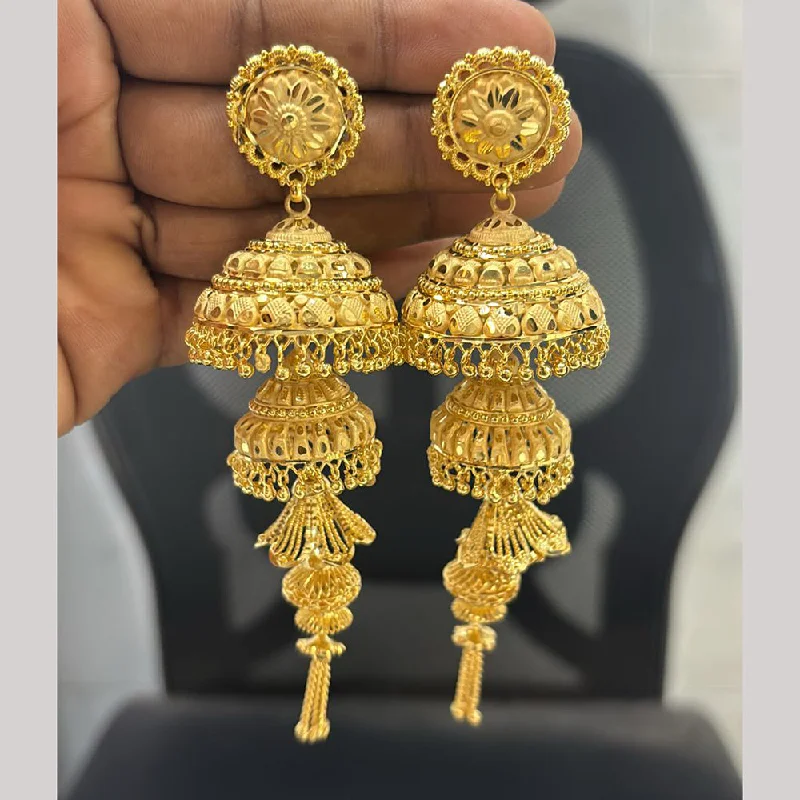 women’s stud earrings with diamonds-Pari Art Jewellery Gold Forming Jhumki Earrings