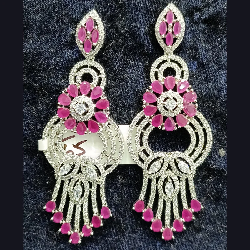 women’s geometric earrings-Jain Jewellers Silver Plated AD Dangler Earrings