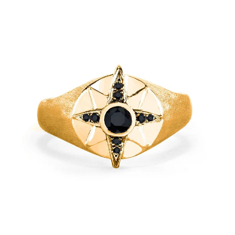 women’s chic rings-Men's North Star Signet Ring