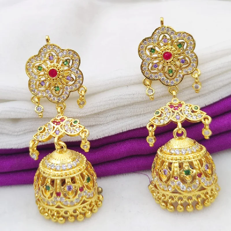 women’s big earrings-Fancyla Gold Plated Austrian Stone Jhumki Earrings