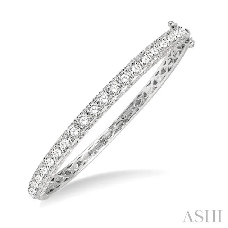 women’s gem-studded bracelets-5 ctw Round Cut Diamond Bangle in 14K White Gold