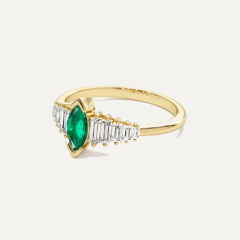 women’s custom-made engagement rings-18K Gold Ultimate Emerald & Diamond RIng