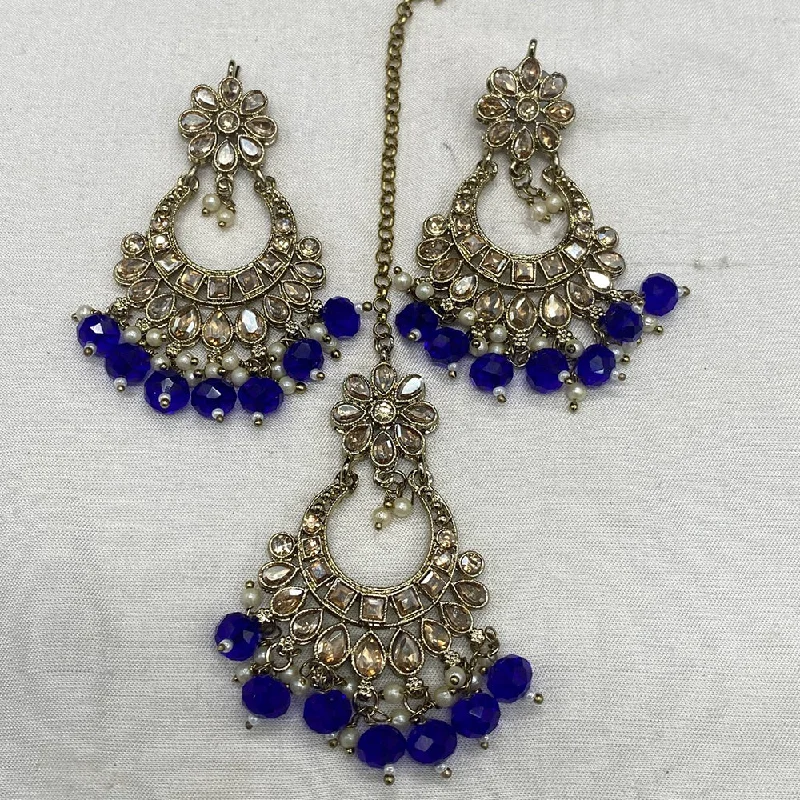 women’s amethyst earrings-Amoliya Jewels Crystal Stone Earrings With Maangtikka