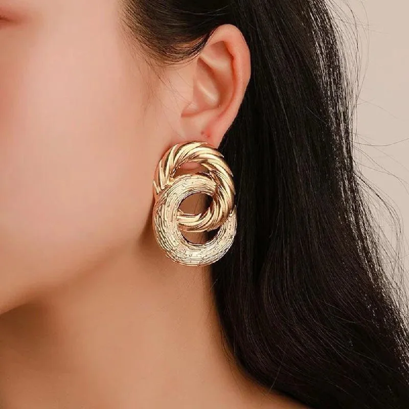 women’s antique earrings-Manath Jewels Gold Plated Matte Finish Korean Style Stud Earrings